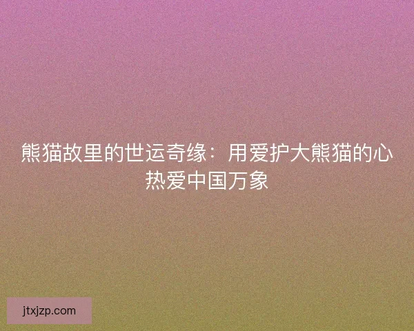 熊猫故里的世运奇缘:用爱护大熊猫的心热爱中国万象 熊猫故里的世运奇缘:用爱护大熊猫的心热爱中国万象